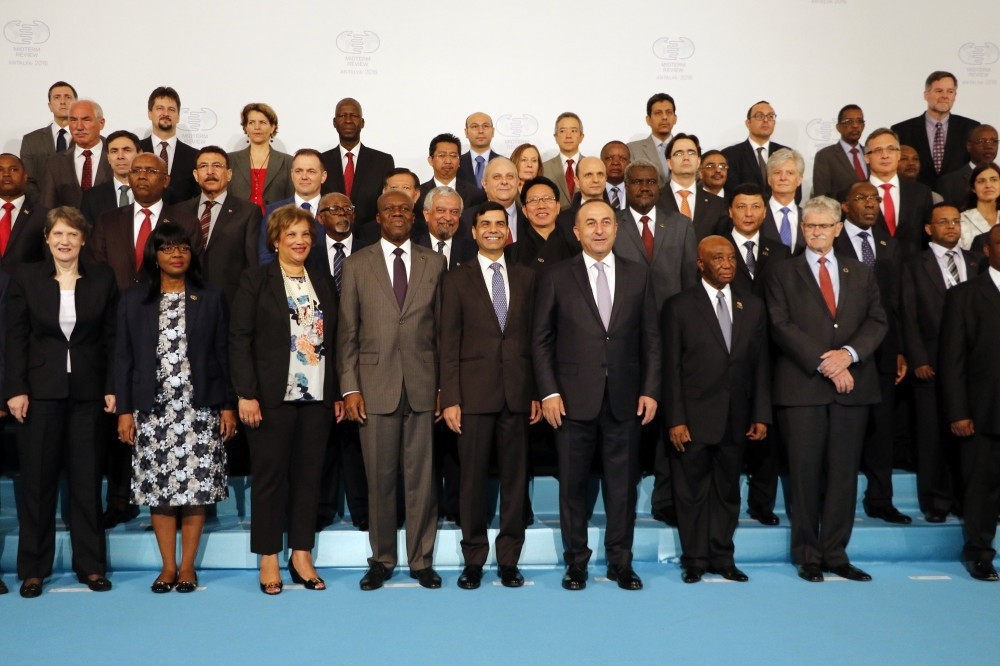 Representatives of the least developed countries, United Nations officials and Foreign Minister u00c7avuu015fou011flu pose for a group photo before the event. (IHA Photo)