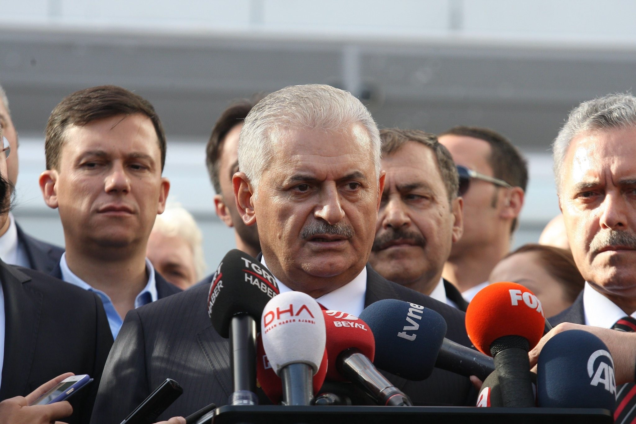 Prime Minister speaks to reporters in Afyonkarahisar on Saturday, October 21, 2016. (AA Photo)
