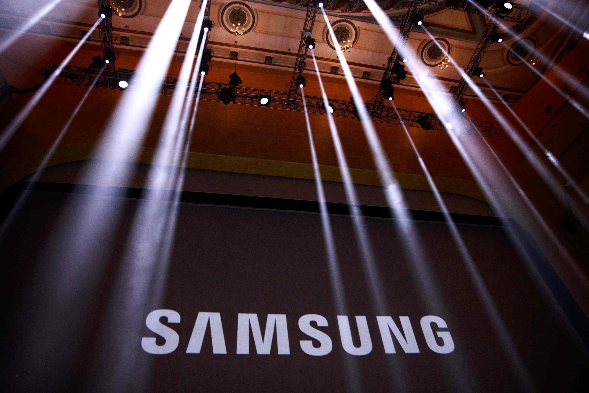 This file photo taken on August 1, 2016 shows the Samsung logo displayed on a screen prior to the start of a launch event for the Samsung Galaxy Note 7. (AFP Photo)