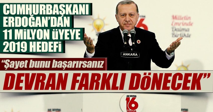 Cumhurbaşkanı Erdoğan’dan 11 milyon üyeye 2019 hedefi!