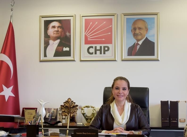 CHP's Deputy Chairwoman Yasemin u00d6ney Cankurtaran at her office in CHP's headquarters in Ankara (IHA Photo)