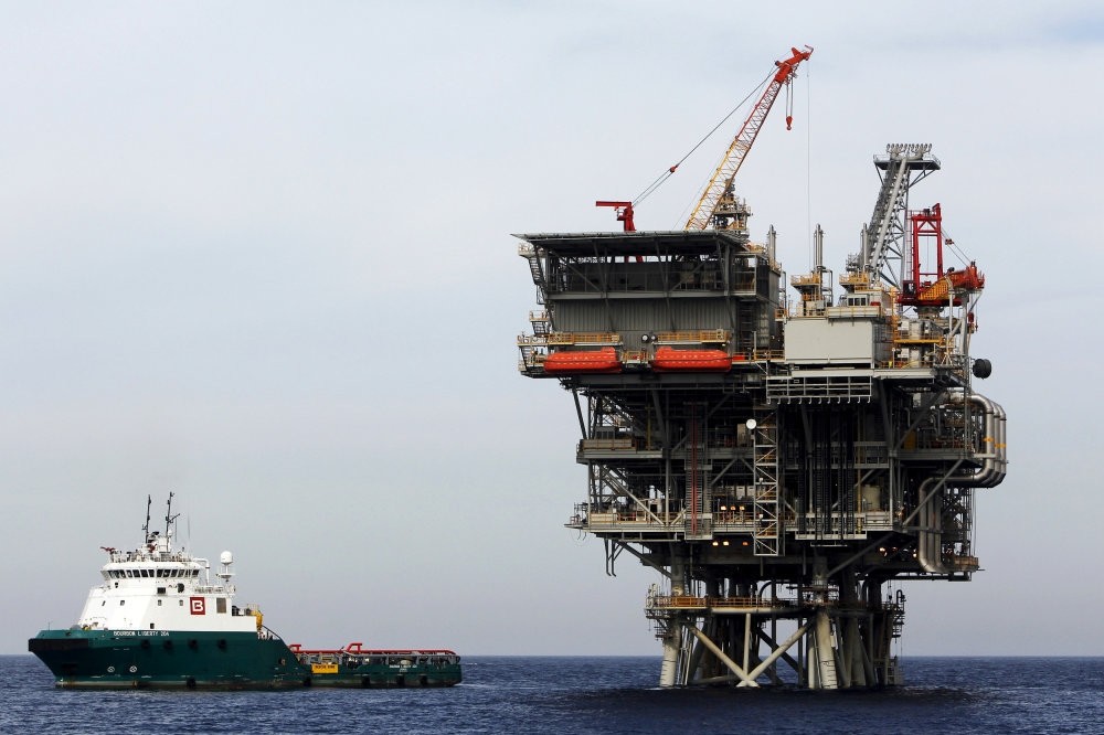 An Israeli gas platform, controlled by a U.S.-Israeli energy group, is seen in the Mediterranean Sea.