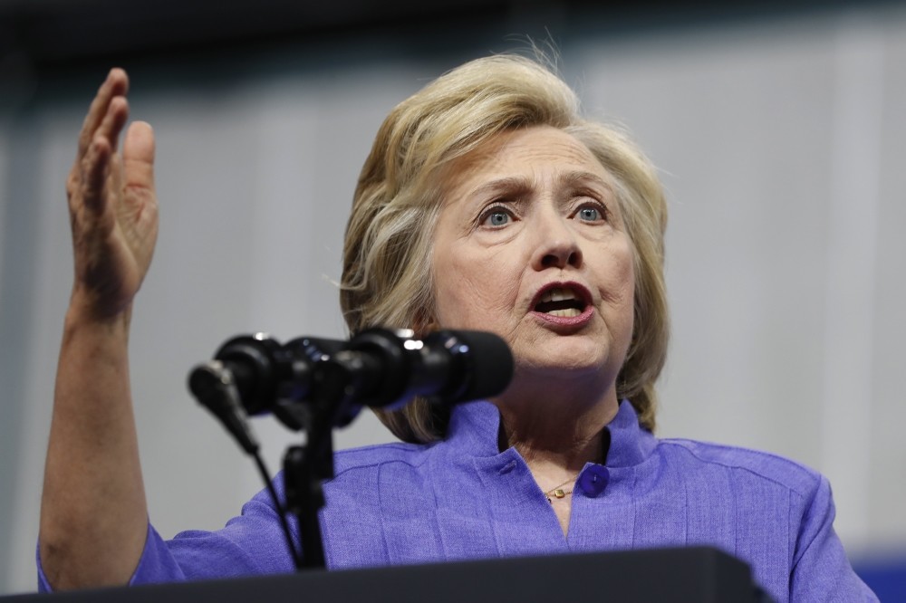 Democratic presidential candidate Hillary Clinton speaks in Scranton, Pennsylvania.