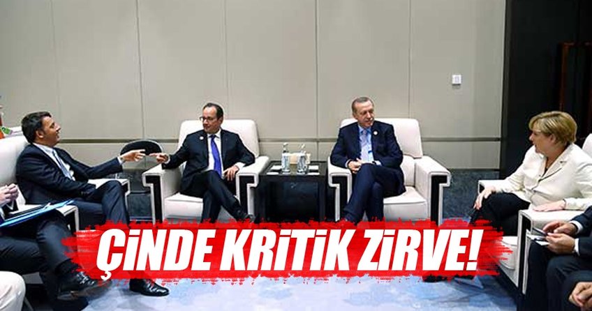 Cumhurbaşkanı Erdoğan, liderlerle dörtlü zirvede bir araya geldi