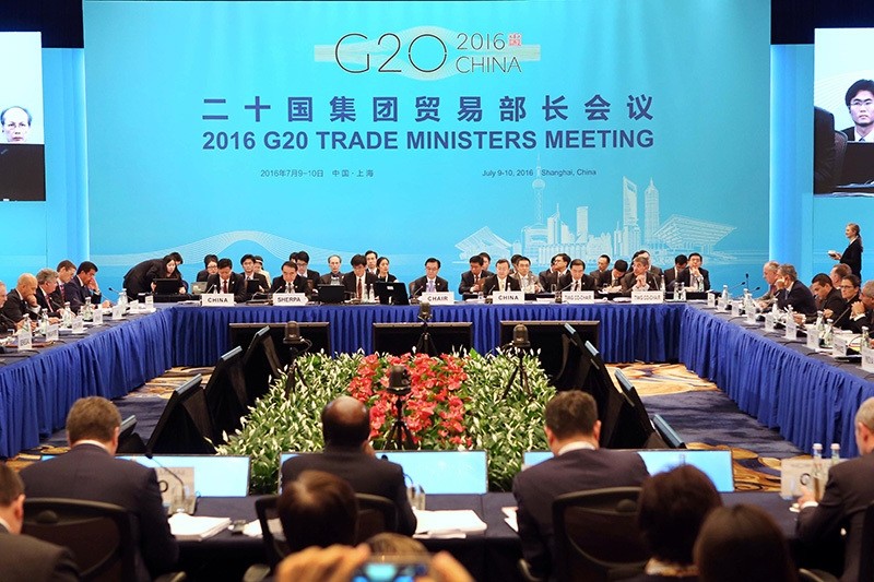 Trade ministers and delegates attend the opening session of the G20 Trade Ministers Meeting in Shanghai Saturday, July 9, 2016. (AP Photo)