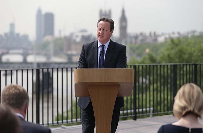 British Prime Minister David Cameron delivers a speech on the upcoming EU referendum at the Savoy Place in London on June 7, 2016. (AFP Photo)