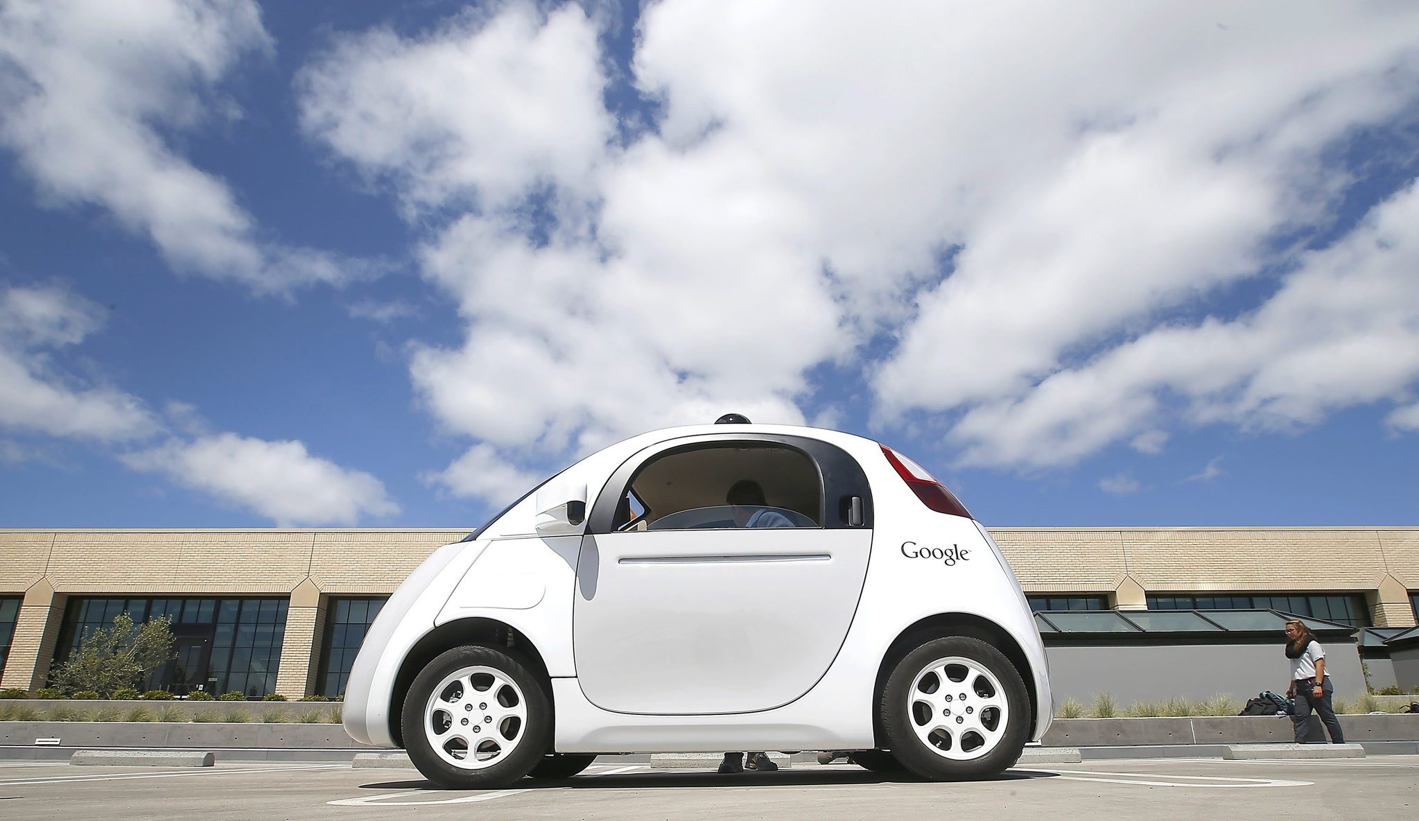 In this May 13, 2015, file photo, Google's new self-driving prototype car is presented during a demonstration at the Google campus in Mountain View, Calif. (AP Photo)