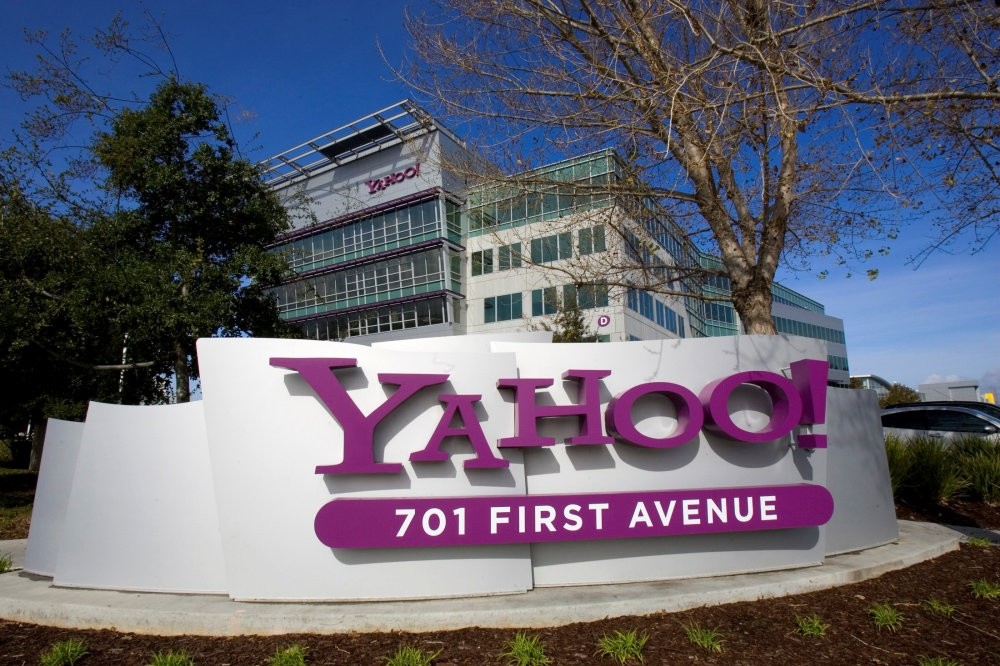 A Yahoo! signs sits out front of their headquarters in Sunnyvale, California.