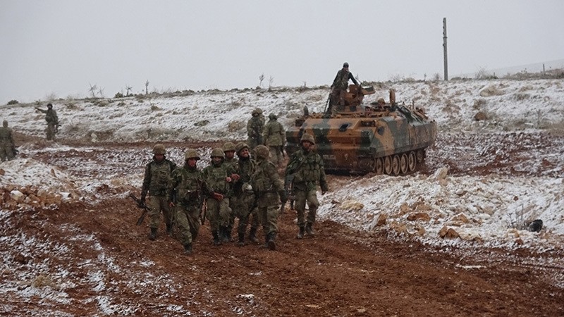 Turkish troops seen advancing near al-Bab, Syria, Dec. 29, 2016. (IHA Photo)