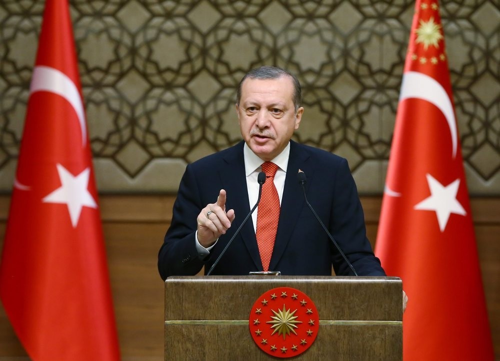 President Recep Tayyip Erdou011fan speaking during the 33rd mukhtars (local officials) meeting in Ankara, Jan. 4. 