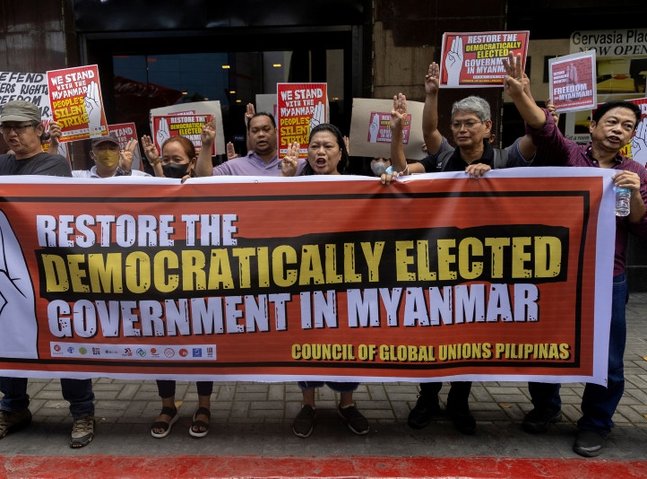 Protesters mark Myanmar coup anniversary, junta due to make statement