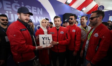 Head of TEKNOFEST organizer Selçuk Bayraktar visits Anadolu's stand in event