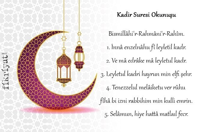 Kadir Suresi okunuşu