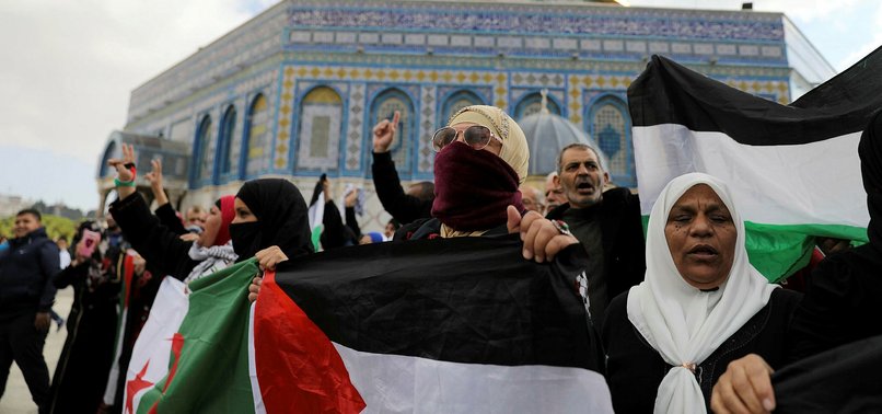 HUNDREDS PROTEST TRUMP DECISION IN JERUSALEMS AQSA