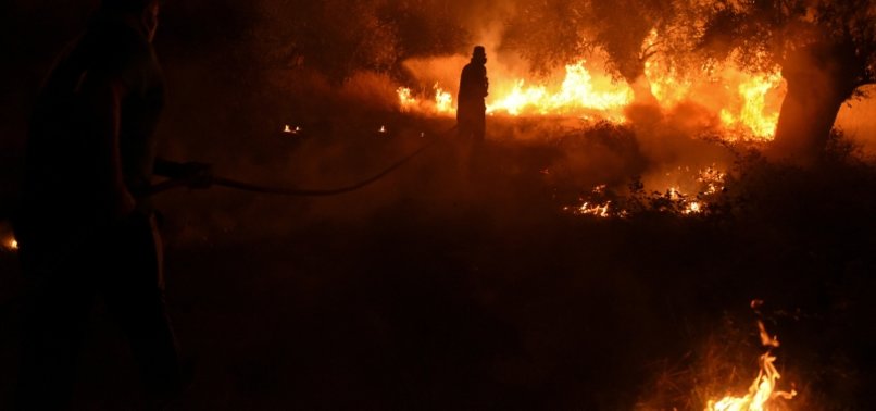 WILDFIRES RAMPAGE IN GREEK FORESTS, CUT LARGE ISLAND IN HALF
