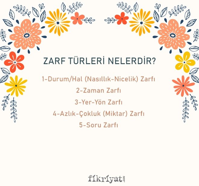 ZARF TÜRLERİ NELERDİR?