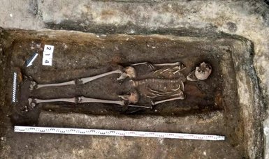 Skeleton of a medieval knight found beneath ice cream shop
