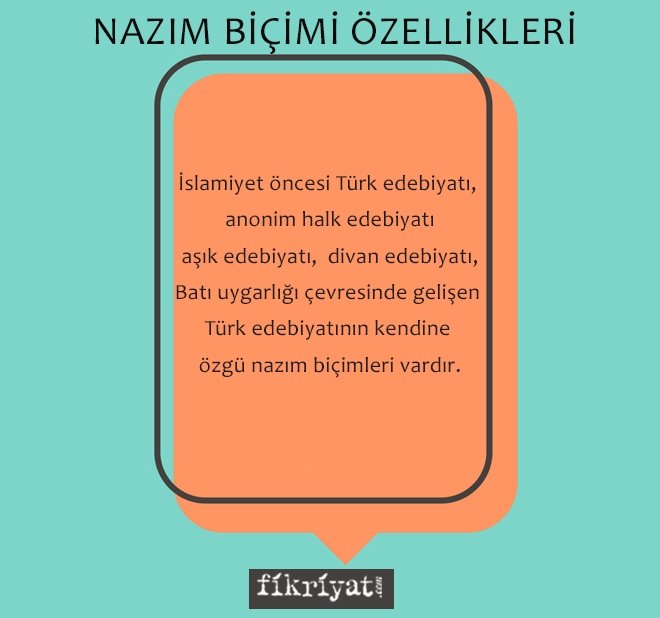 NAZIM BİÇİMİ ÖZELLİKLERİ NELERDİR?