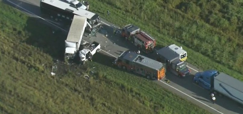 1 DEAD, 16 INJURED IN 3-VEHICLE CRASH SOUTH OF ORLANDO