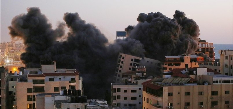 ISRAELI WARPLANES DESTROY 12-STORY RESIDENTIAL BUILDING IN GAZA