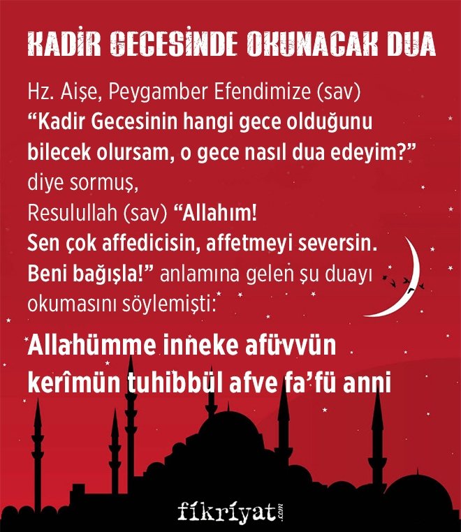 KADİR GECESİNDE OKUNACAK DUA