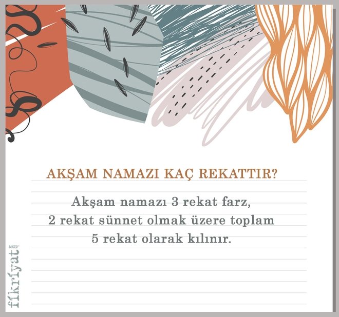 AKŞAM NAMAZI KAÇ REKATTİR?