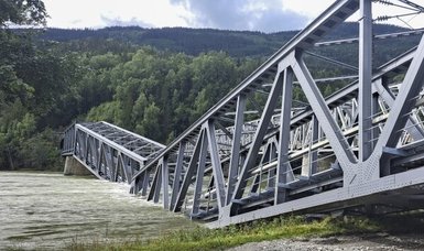Railway bridge in Norway collapses due to flood damage
