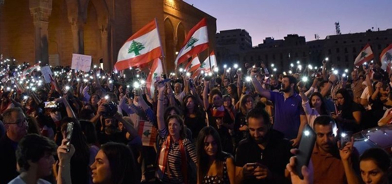 LEBANESE PROTESTERS RALLY OUTSIDE STATE INSTITUTIONS