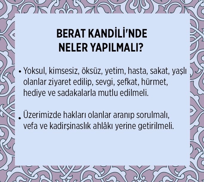 BERAT KANDİLİ'NDE NELER YAPILMALI?