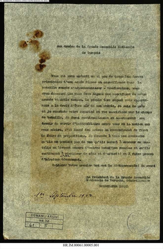 Büyük Zafer tarihi belgelerde