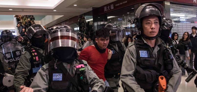 HONG KONG POLICE ARREST 15 PROTESTERS IN SHOPPING MALL
