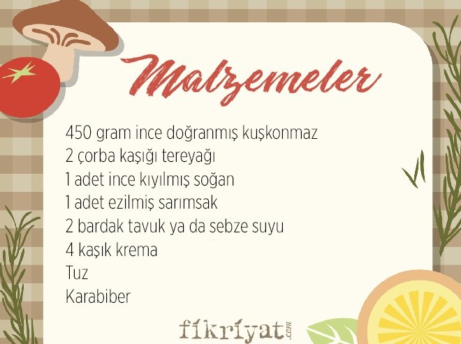 KUŞKONMAZ ÇORBASI