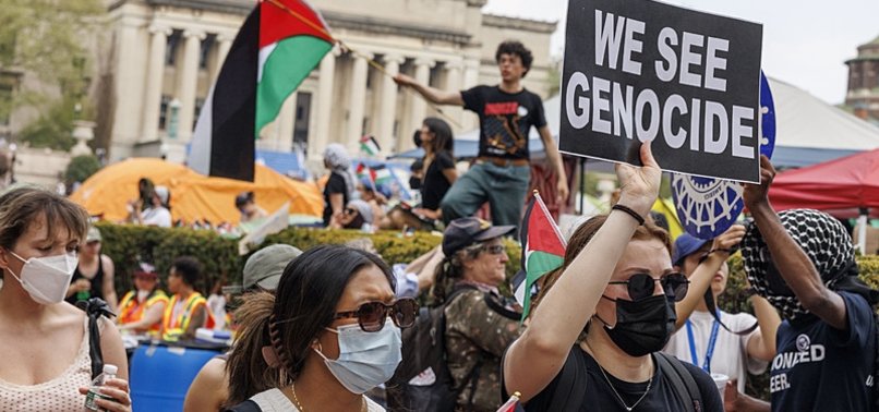 COLUMBIA SUSPENDS PRO-PALESTINIAN STUDENTS FOR UNHEEDING CALL TO END GAZA CAMP