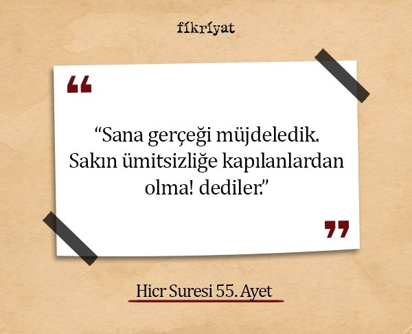 Ümitsizliğe kapılanlardan olma