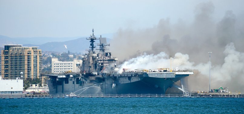 57 INJURED IN FIRE ABOARD SHIP AT NAVAL BASE SAN DIEGO