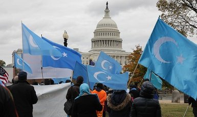 Uyghur Turks in US protest 2022 Beijing Winter Olympics