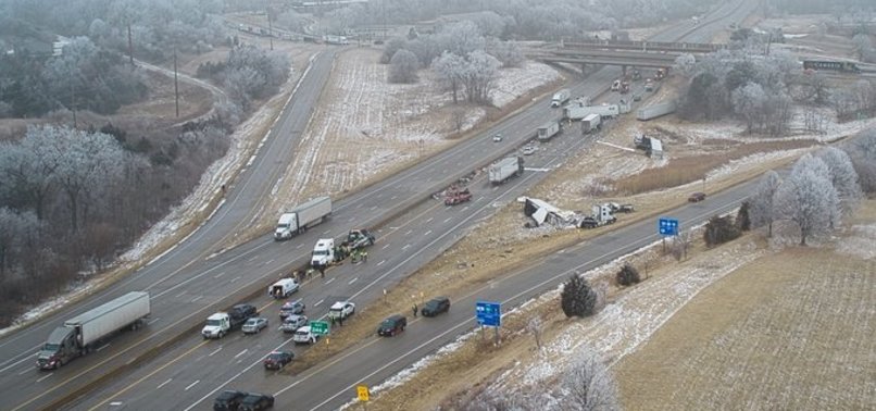 TWO DEAD AFTER 15-VEHICLE PILEUP ON ICY I-80 IN IOWA SUNDAY