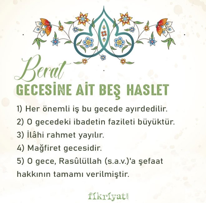 BERAT GECESİNE AİT BEŞ HASLET