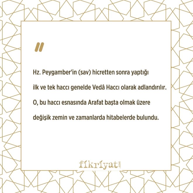 HZ. PEYGAMBERİN ÜMMETİYLE VEDASI