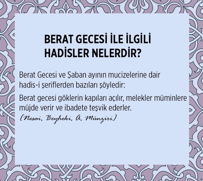 BERAT GECESİ İLE İLGİLİ HADİSLER NELERDİR?