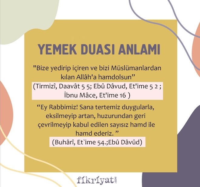 YEMEK DUASI ANLAMI