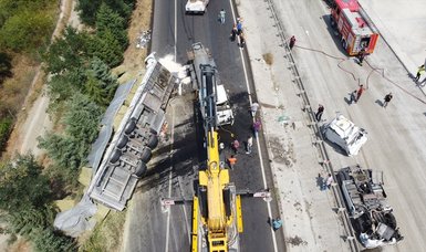 Collision between trucks carrying hazardous cargo Iinjures two in Bilecik