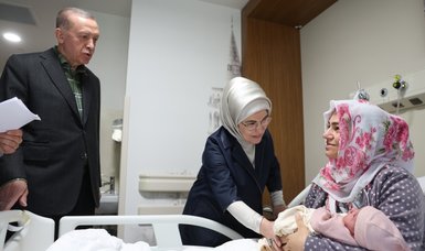 Turkish president names baby of earthquake victim at Istanbul hospital