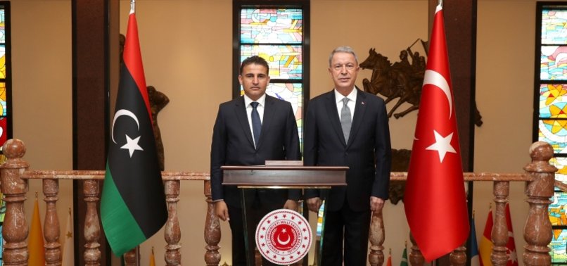 TURKEYS DEFENSE CHIEF HULUSI AKAR MEETS LIBYAN COUNTERPART IN ISTANBUL TO EXCHANGEE VIEWS ON LATEST DEVELOPMENTS