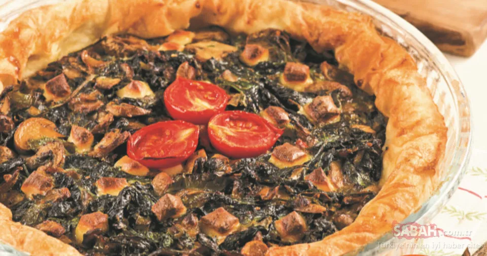 Mantarlı Ispanaklı Açık Börek