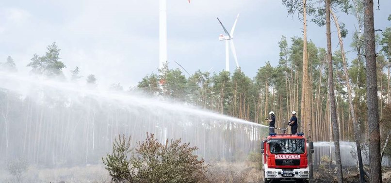 FOREST FIRE IN PEAT BOG AREA SOUTH OF NORTHERN GERMAN CITY OF ROSTOCK