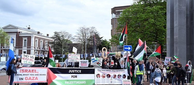 Uluslararası Adalet Divanı önünde Filistin’e destek gösterisi düzenlendi