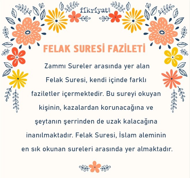 FELAK SURESİ’NİN FAZİLETİ
