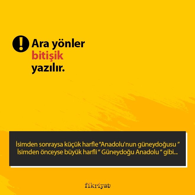 Yön İsimlerinin Yazımı - Yazım Kuralları