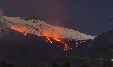 Eruption of mount Etna in Italy